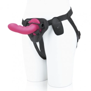 Pegasus Remote Control 6 Inch Curved Ripple Silicone Peg With Harness - Pink