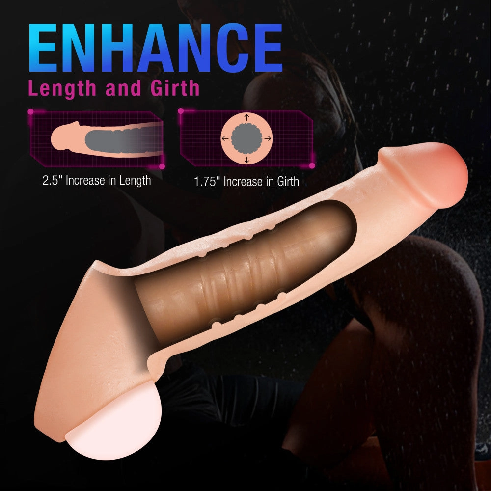 Performance Plus By Blush® | Thrive 8.75 Inch Realistic Penis Extender Sleeve - Dual Density - Liquid Silicone – Beige