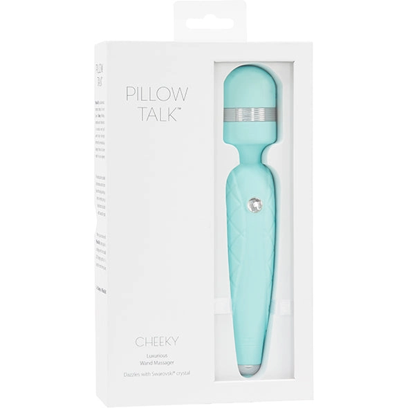 Pillow Talk Cheeky Rechargeable Massage Wand Teal Swarovski