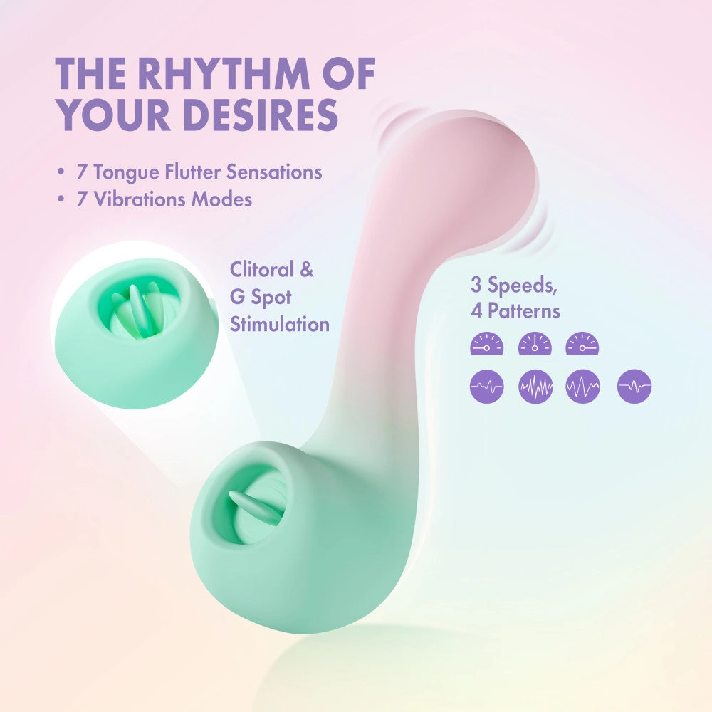 Play With Me | Melody Silicone Dual Vibrator With G-Spot Precision & Tongue-Fluttering Clitoral Stimulation - Pink