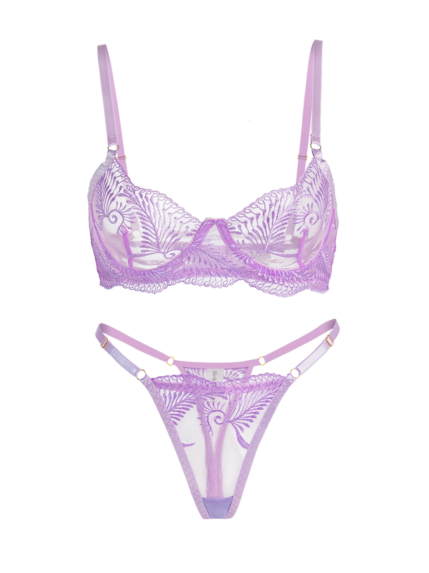 Puple Elegant Essence Embroidery Lingerie Set