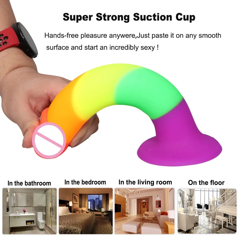 Rainbow Dildo with Strong Suction Cup for Women