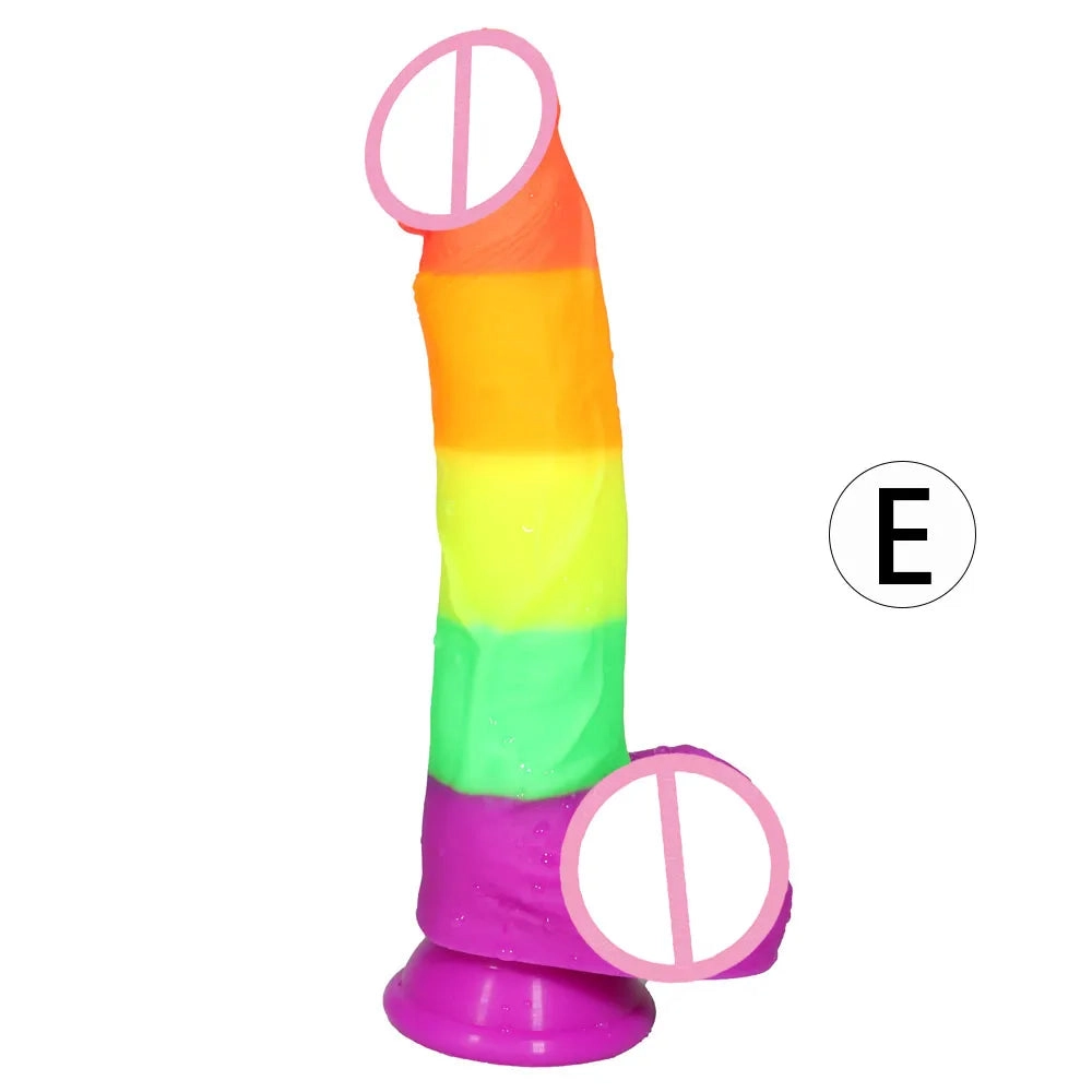Rainbow Dildo with Strong Suction Cup for Women