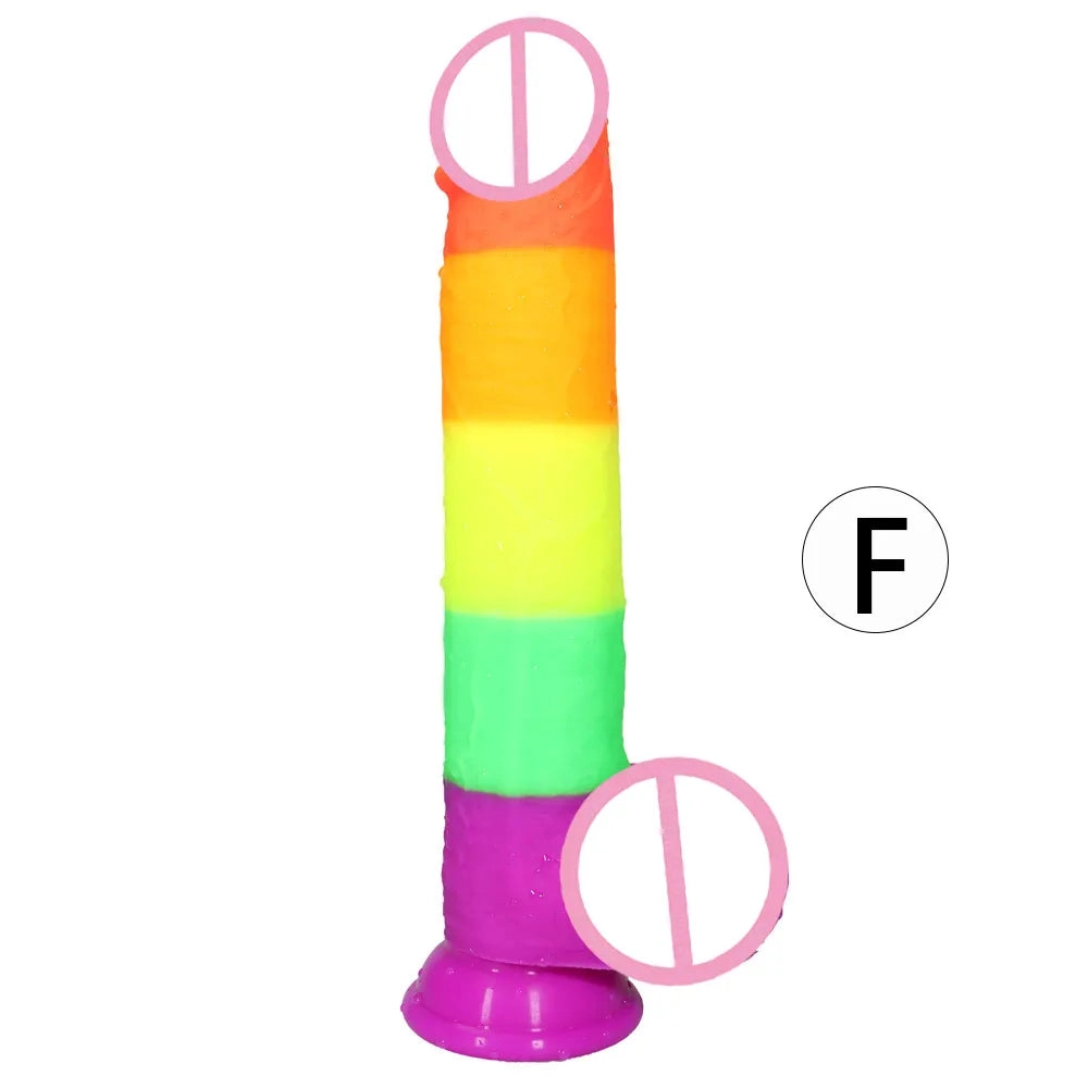Rainbow Dildo with Strong Suction Cup for Women