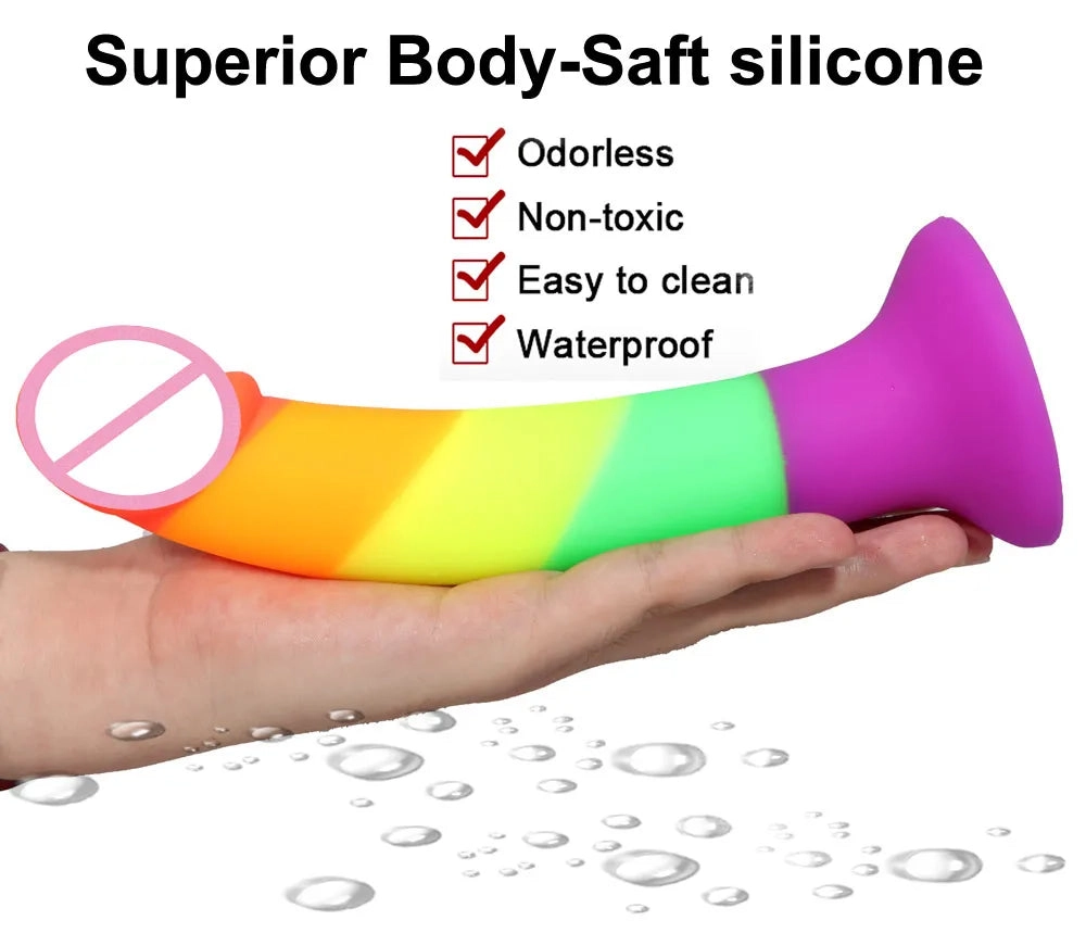 Rainbow Dildo with Strong Suction Cup for Women