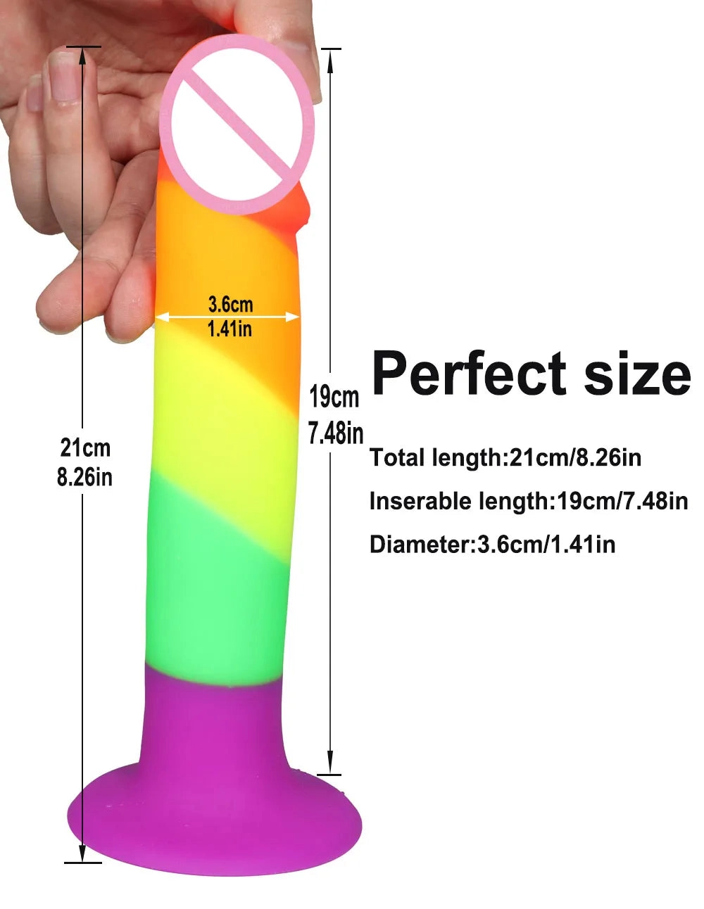 Rainbow Dildo with Strong Suction Cup for Women