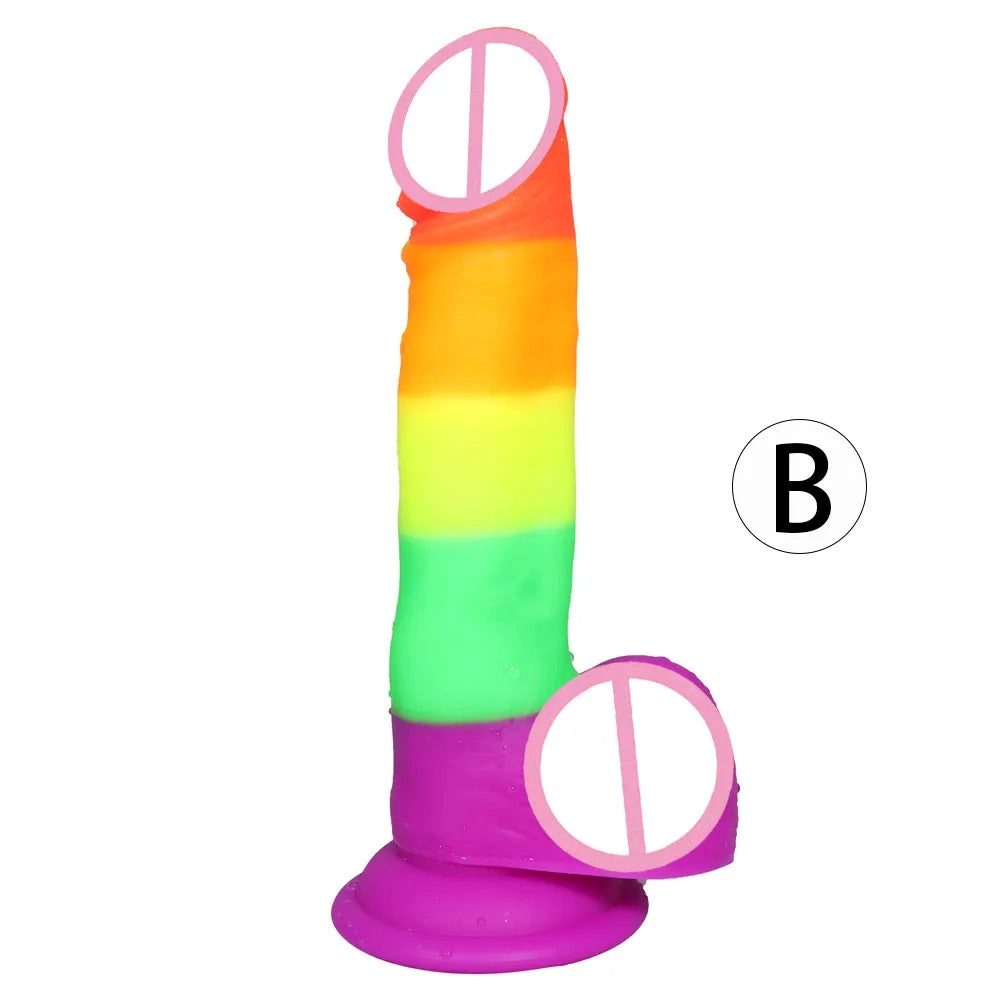 Rainbow Dildo with Strong Suction Cup for Women