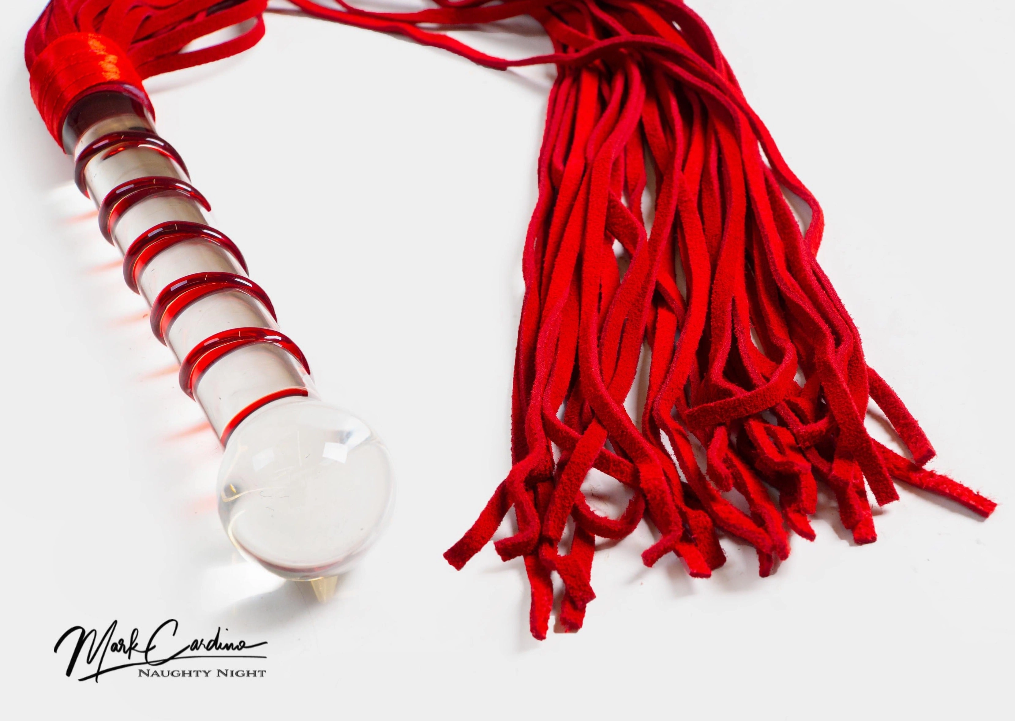 Red Ribbed Dildo & Flogger Combo