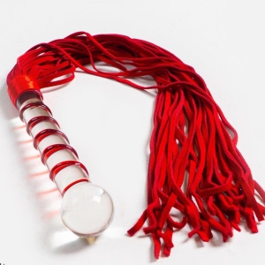 Red Ribbed Dildo & Flogger Combo