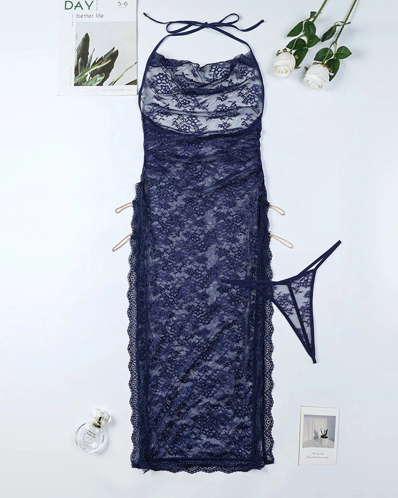 Romantic Lace High Slit Nightgown