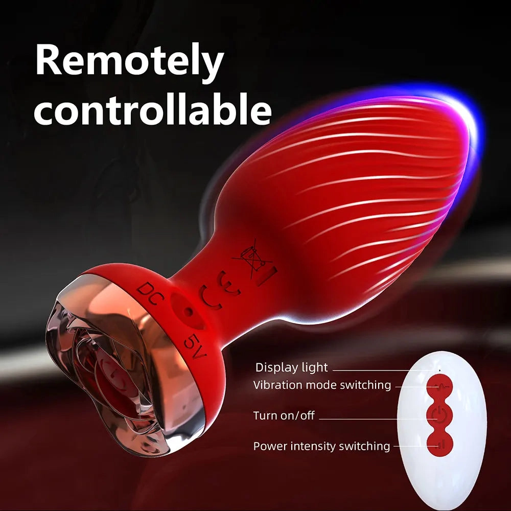 Rose Anal Plug Remote Control Rose Butt Plug