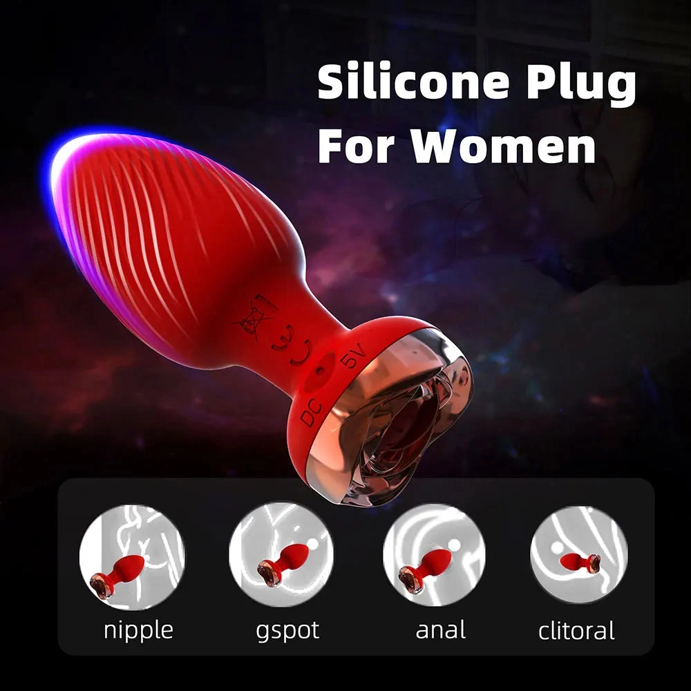 Rose Anal Plug Remote Control Rose Butt Plug