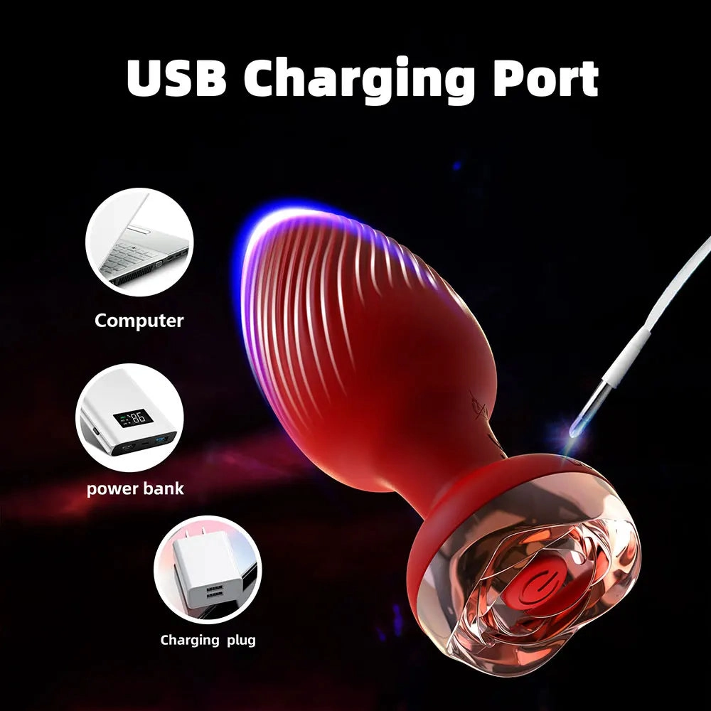 Rose Anal Plug Remote Control Rose Butt Plug