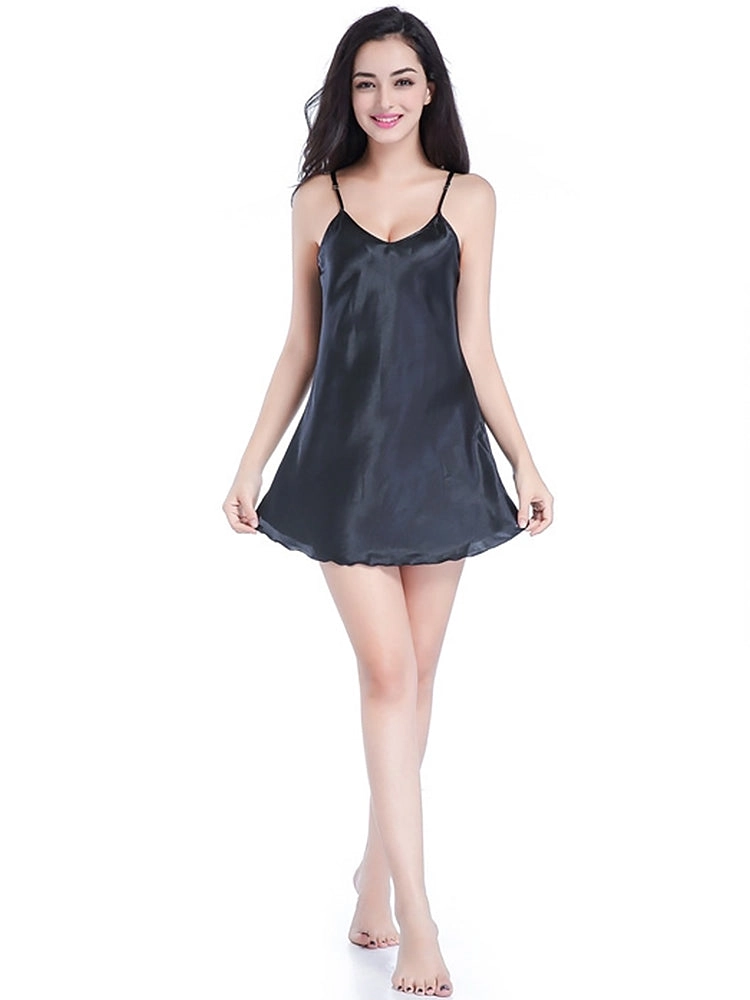Satin Sexy Slim V-Neck Sling Nightdress