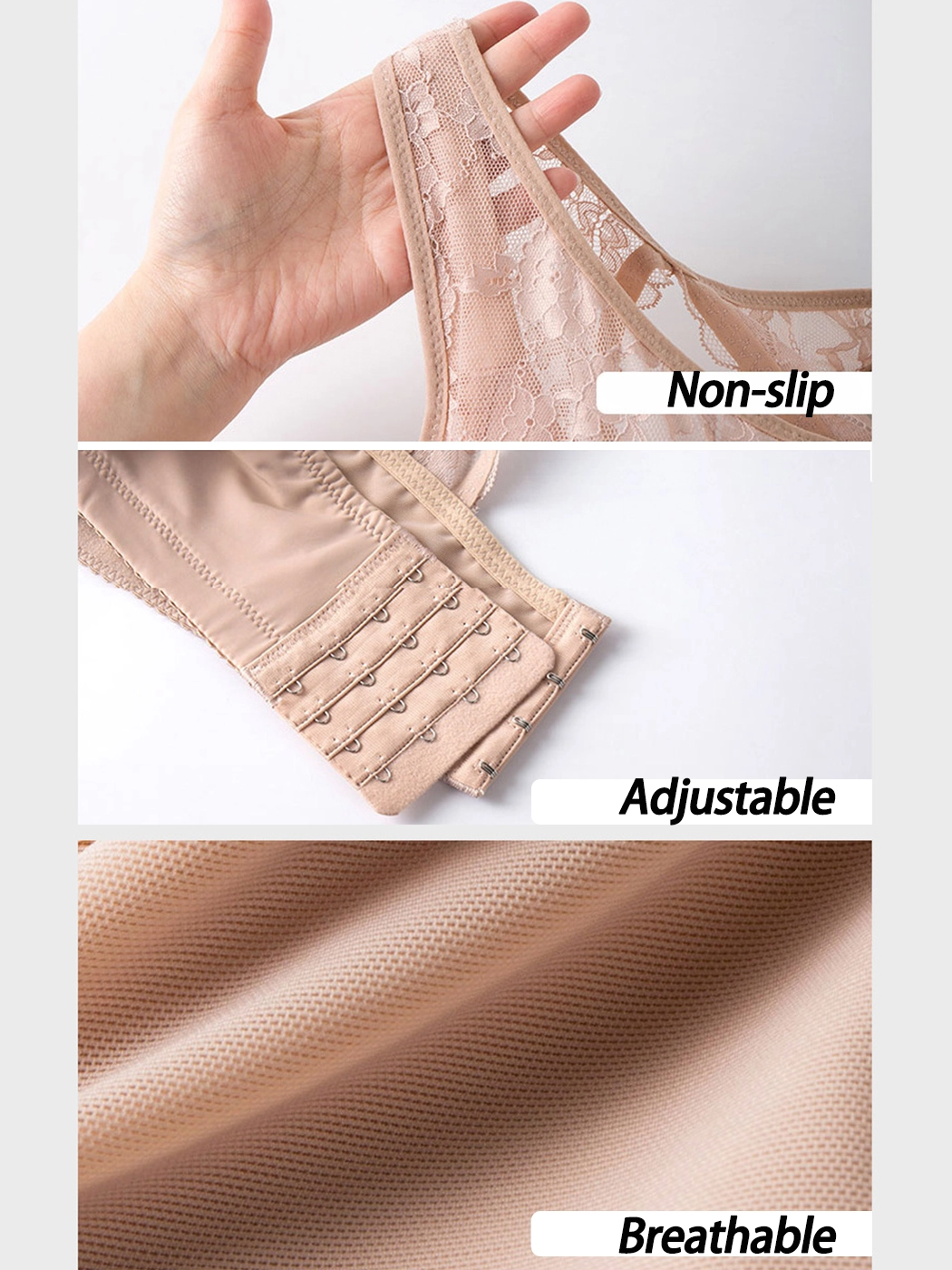 Sexy Lace Hollow Wireless Side Support Bra