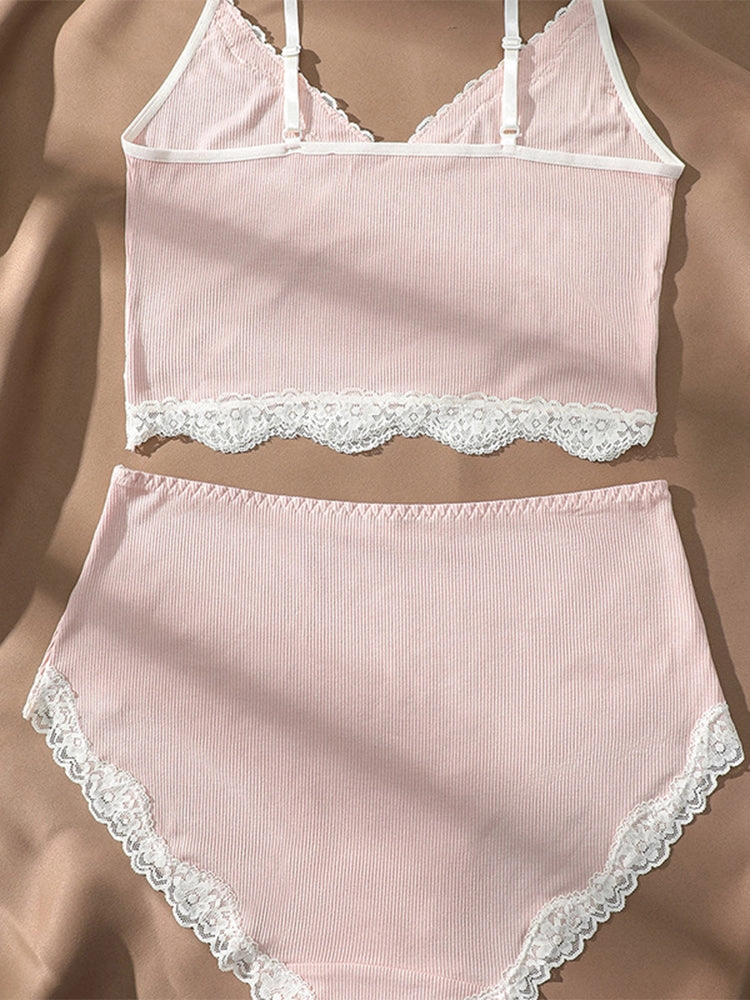 Sexy V-Neck Lace Camisole Lingerie Set