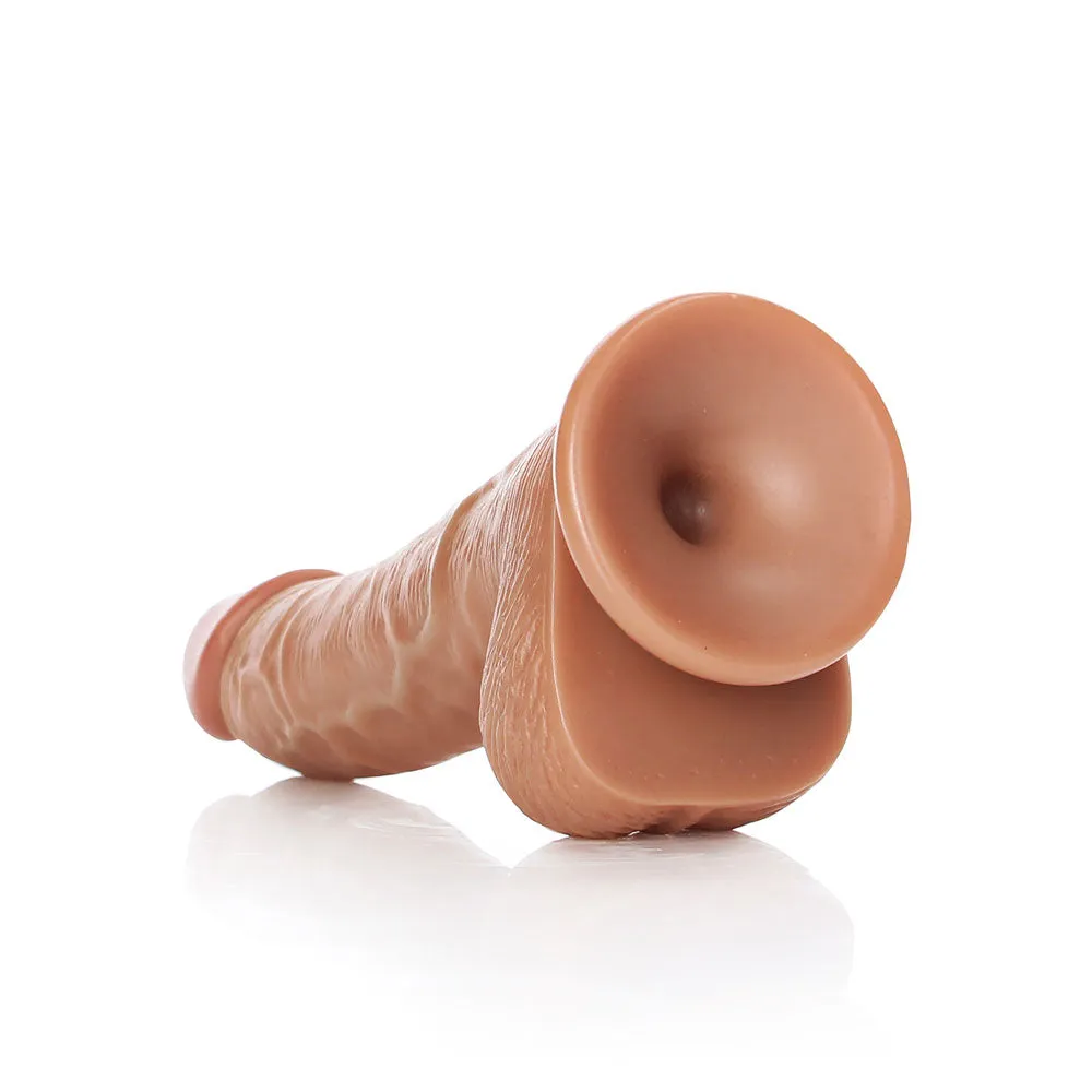 Shots Real Rock Realistic Curved Dildo With Balls 6 Inch - Tan
