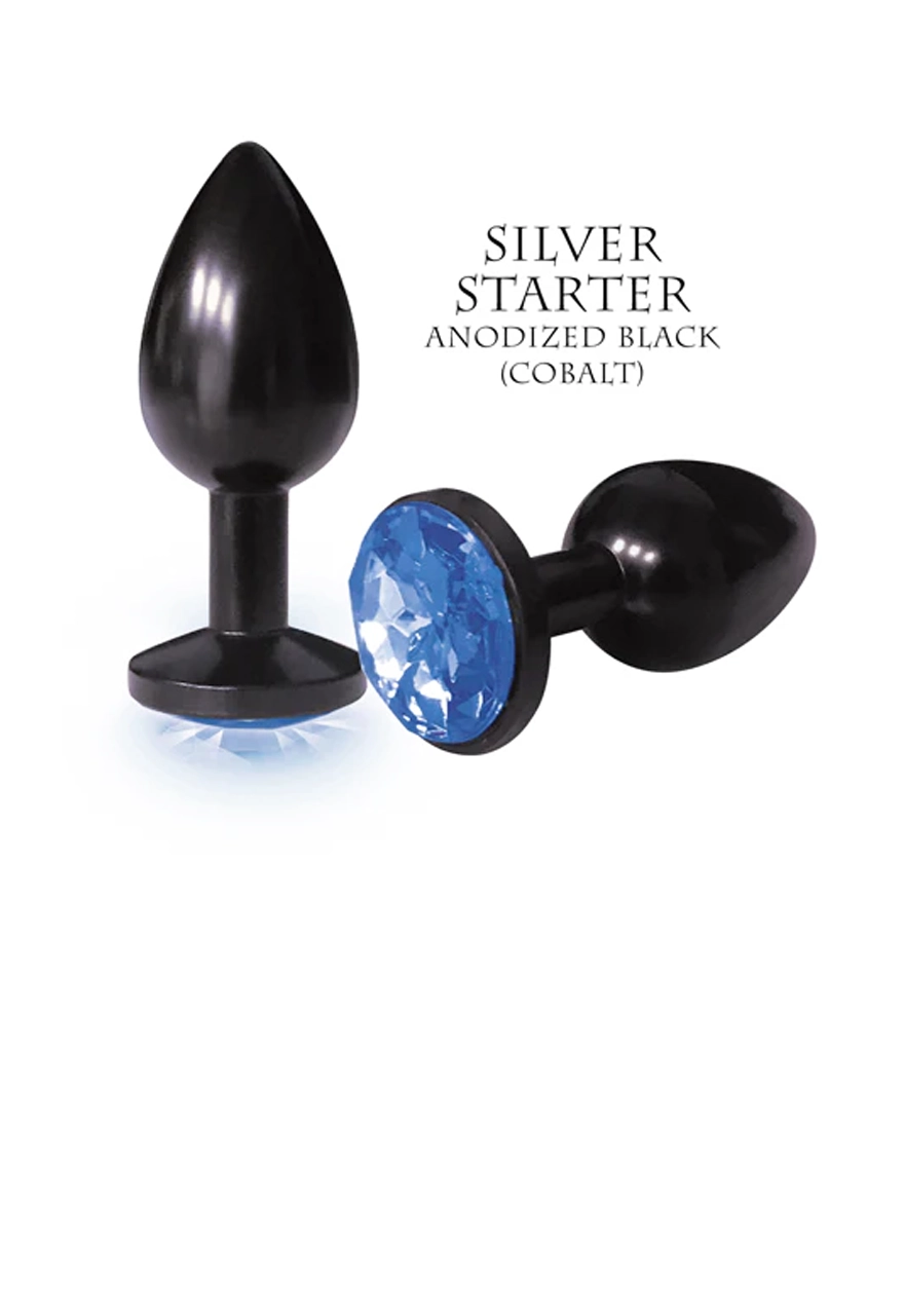 Silver Starter Noir; Aqua Round Jewel