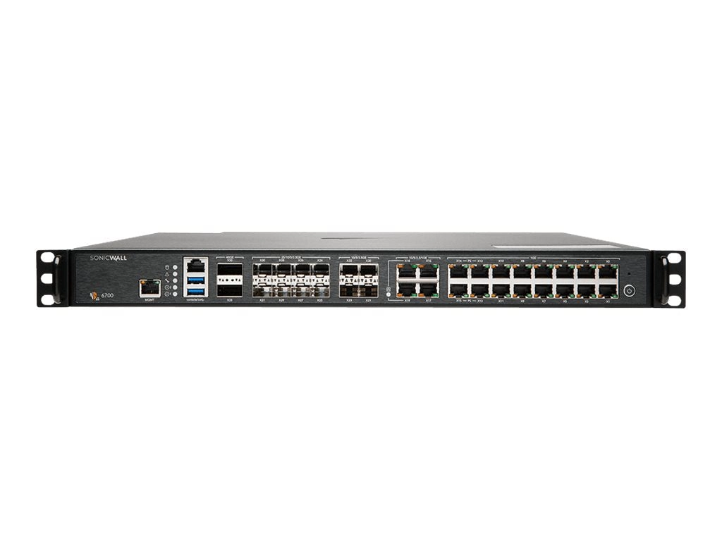 SonicWall NSa 6700 - Advanced Edition - security appliance - 10GbE, 40GbE, 5GbE, 2.5GbE, 25GbE - 1U - SonicWALL Secure Upgrade 02-SSC-9584