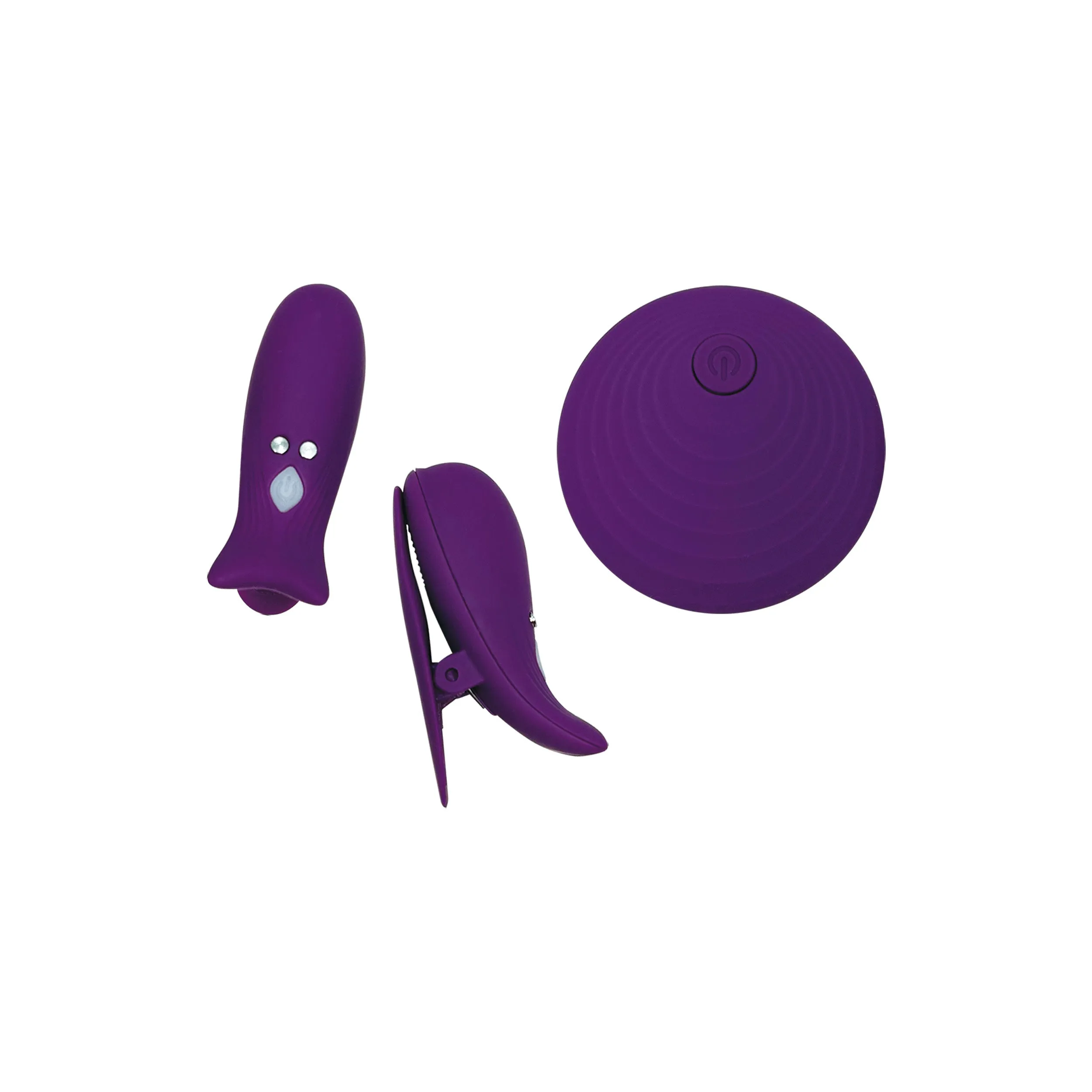 THE DIVA DISCRETE VIBRATING NIPPLE CLAMPS WITH REMOTE - PURPLE