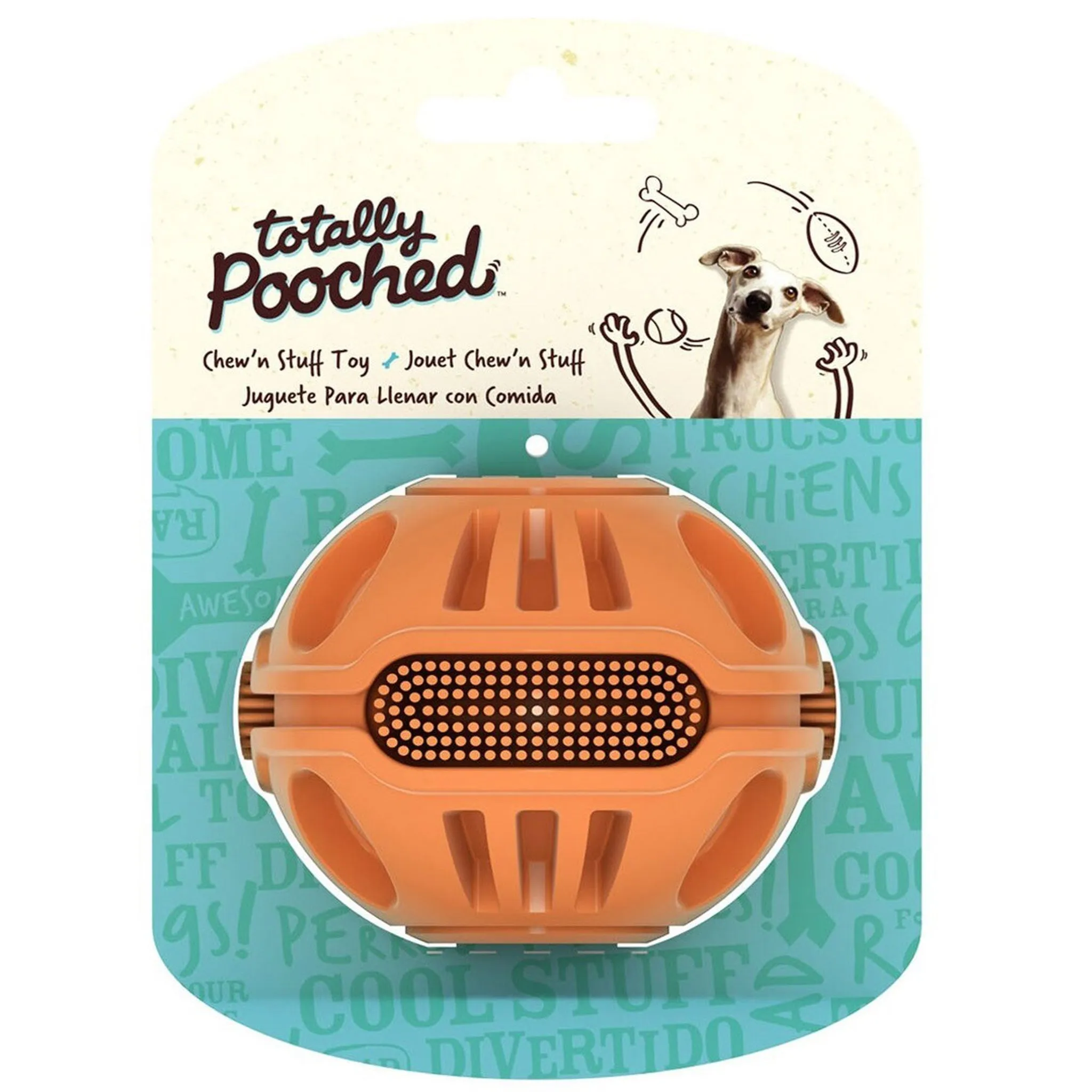 Totally Pooched Stuff n Brush Ball Orange Dog Toys