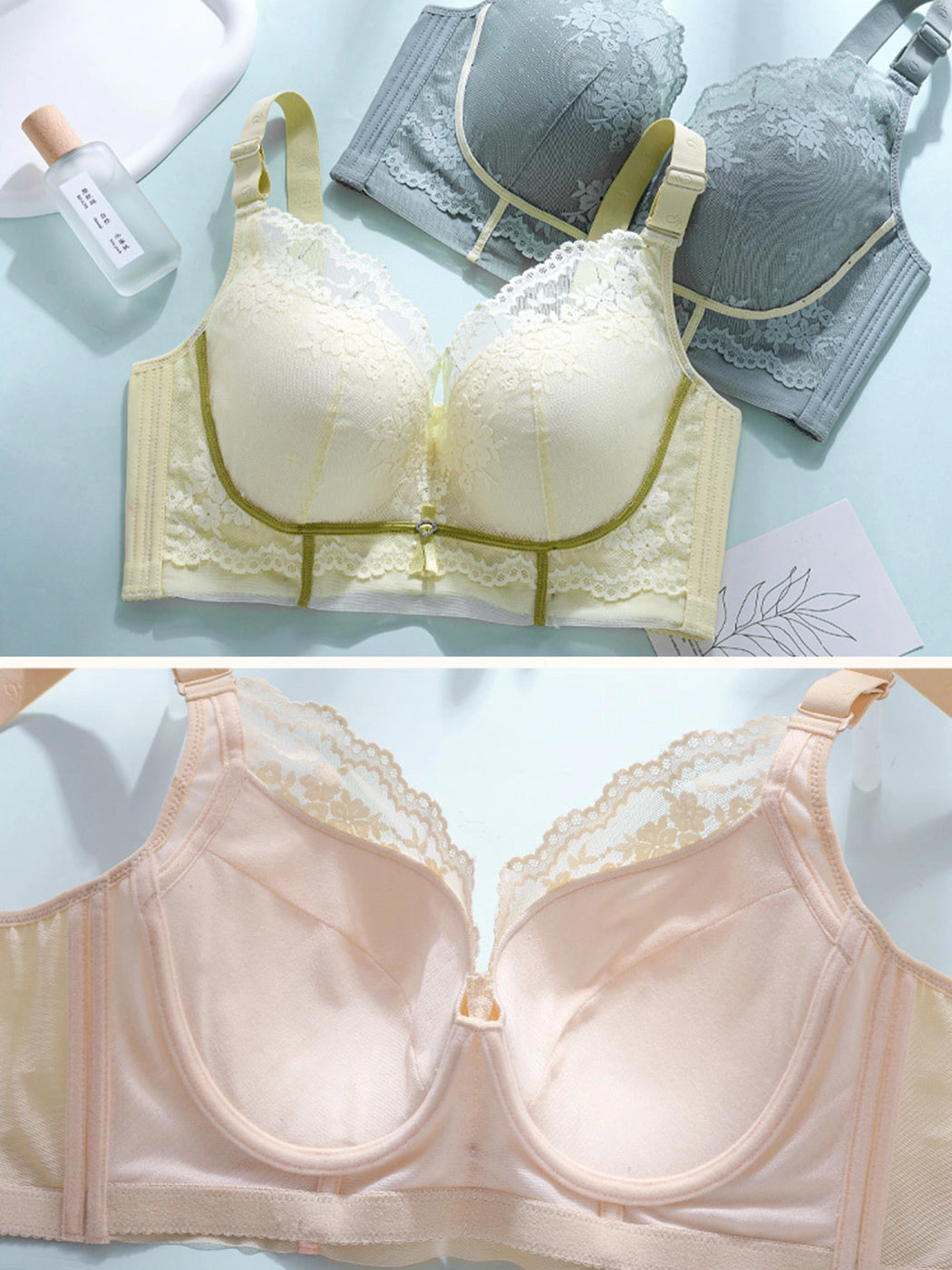 V-Neck Lace Wireless Side Support Bra