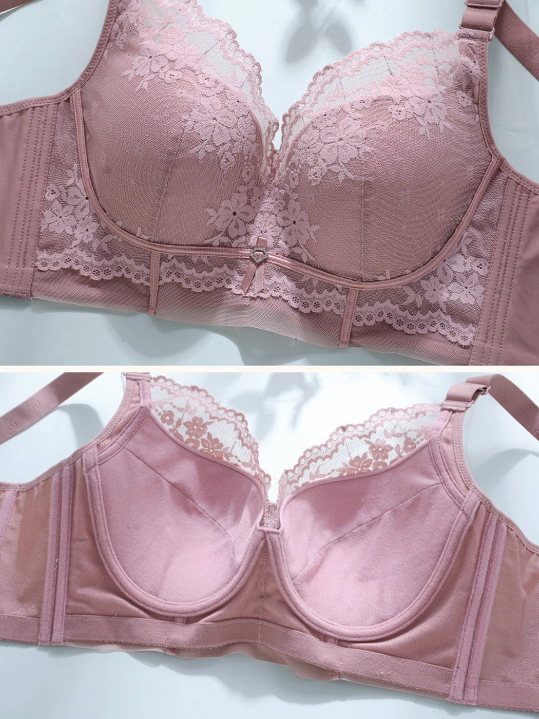 V-Neck Lace Wireless Side Support Bra