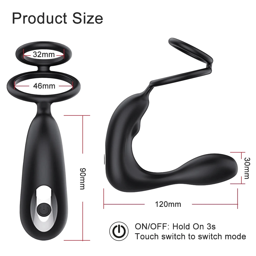 Wireless Remote Control Prostate Massager Anal Vibrator Penis Cock Rings Delay Ejaculation Butt Plug