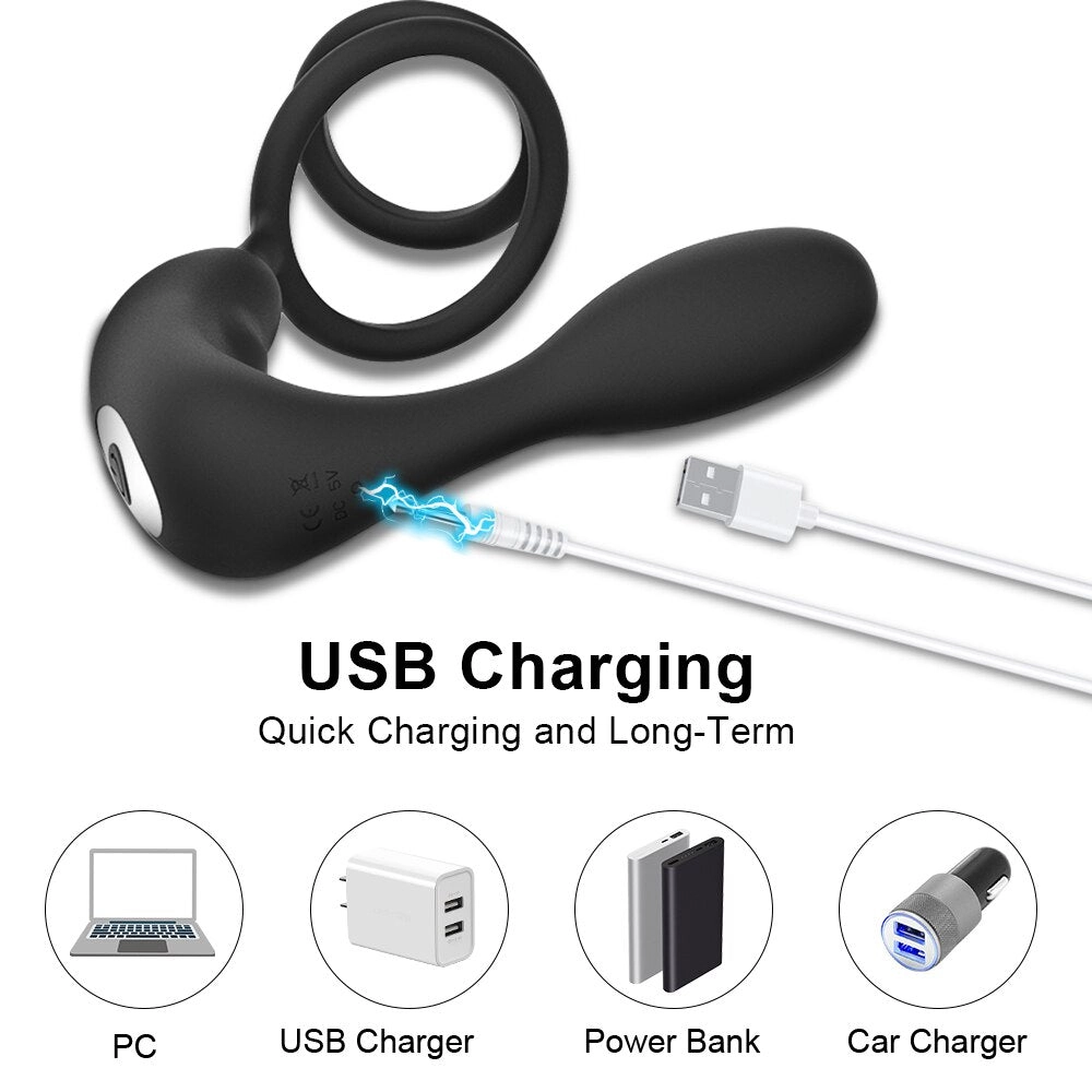 Wireless Remote Control Prostate Massager Anal Vibrator Penis Cock Rings Delay Ejaculation Butt Plug