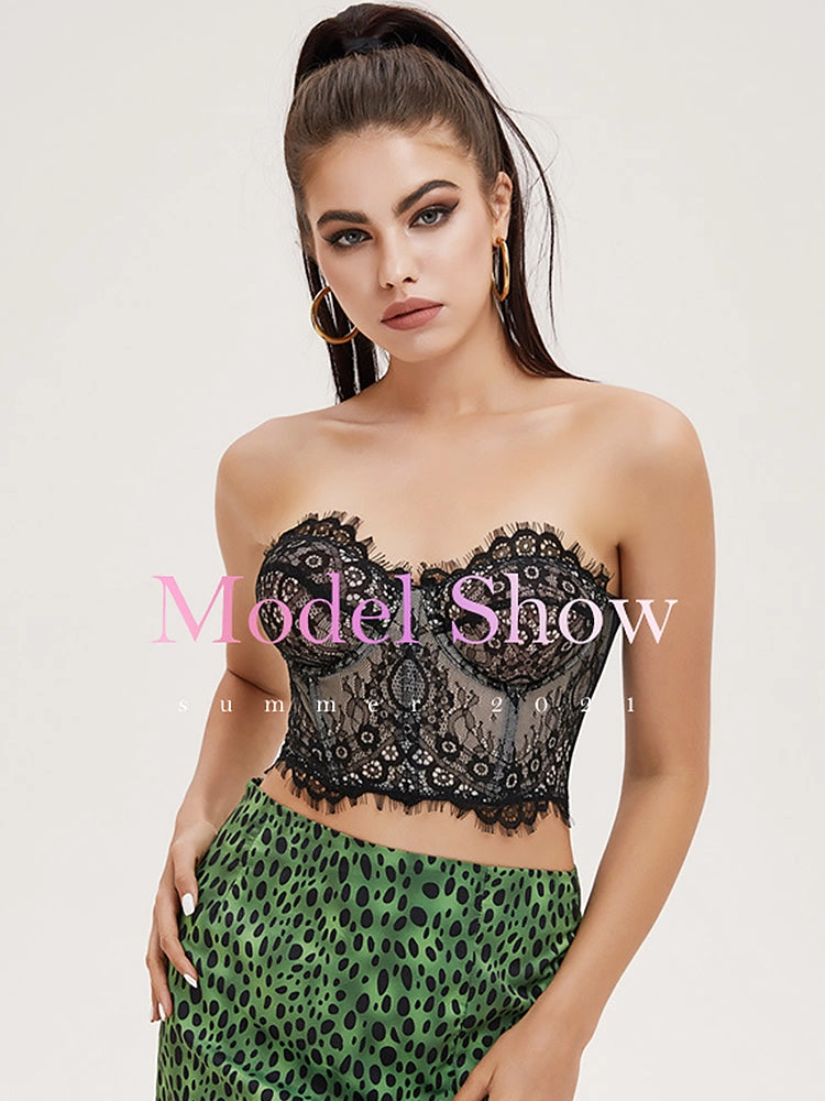 Women's Mesh Lace Bustier Elegant Strapless Chest Corset