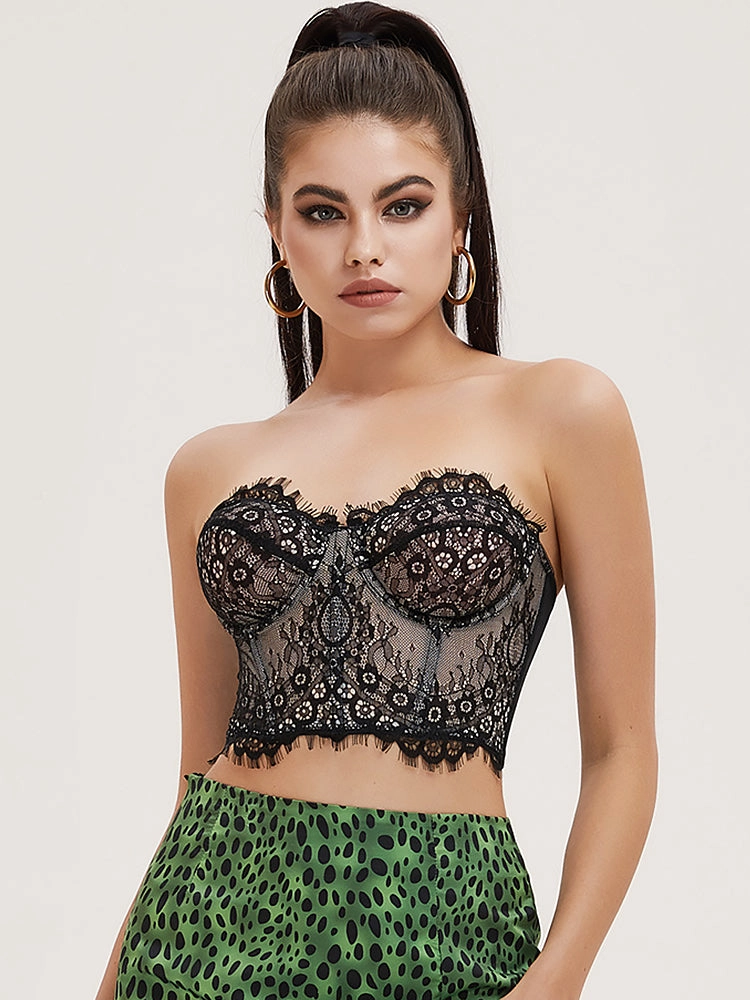 Women's Mesh Lace Bustier Elegant Strapless Chest Corset