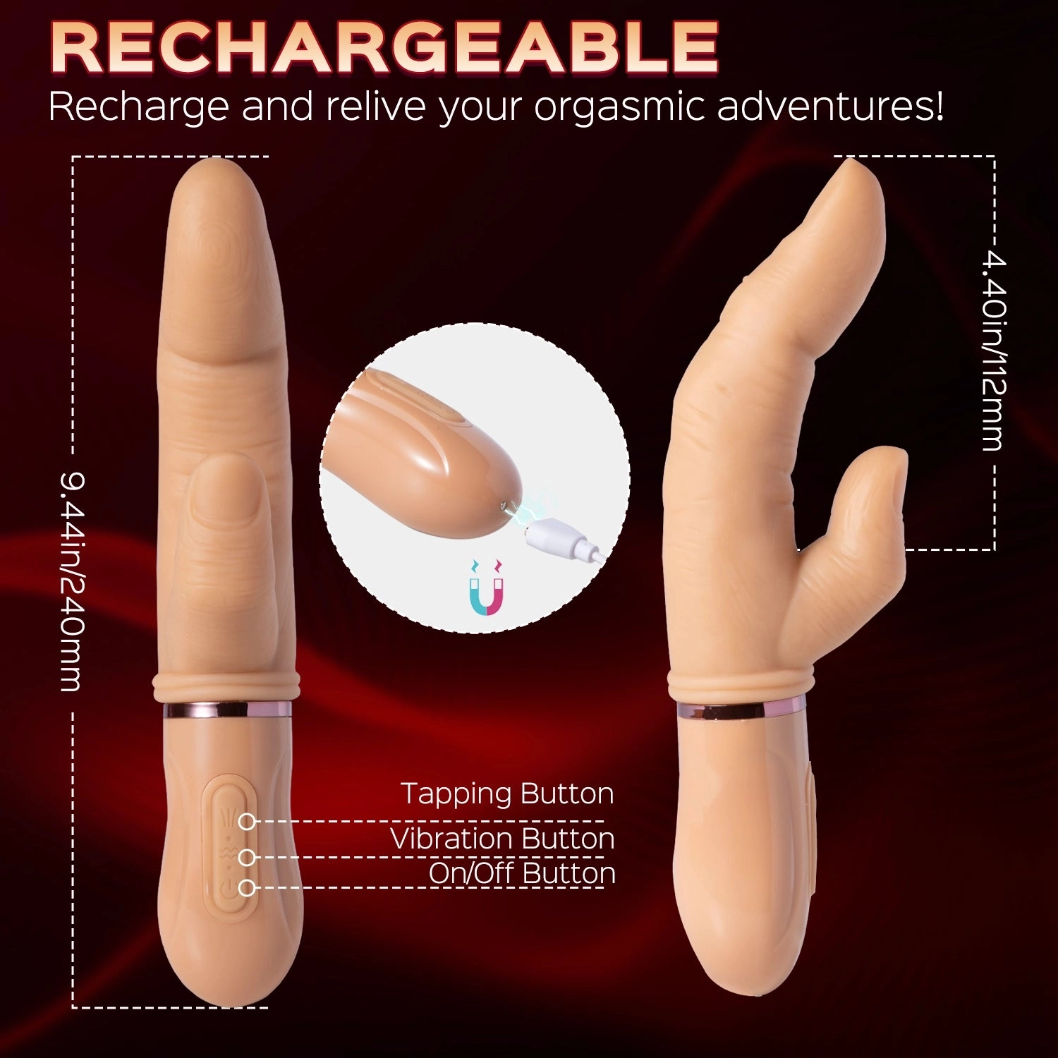 Zayn - Vibrating & Tapping Realistic Finger-shaped Dildo 4.4 Inch