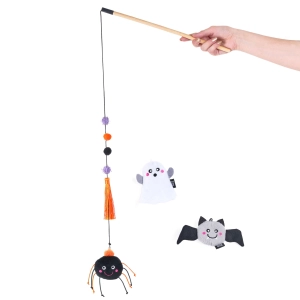 Zippy Claws Halloween Zippy Stick Ghost w/friends Cat Toys